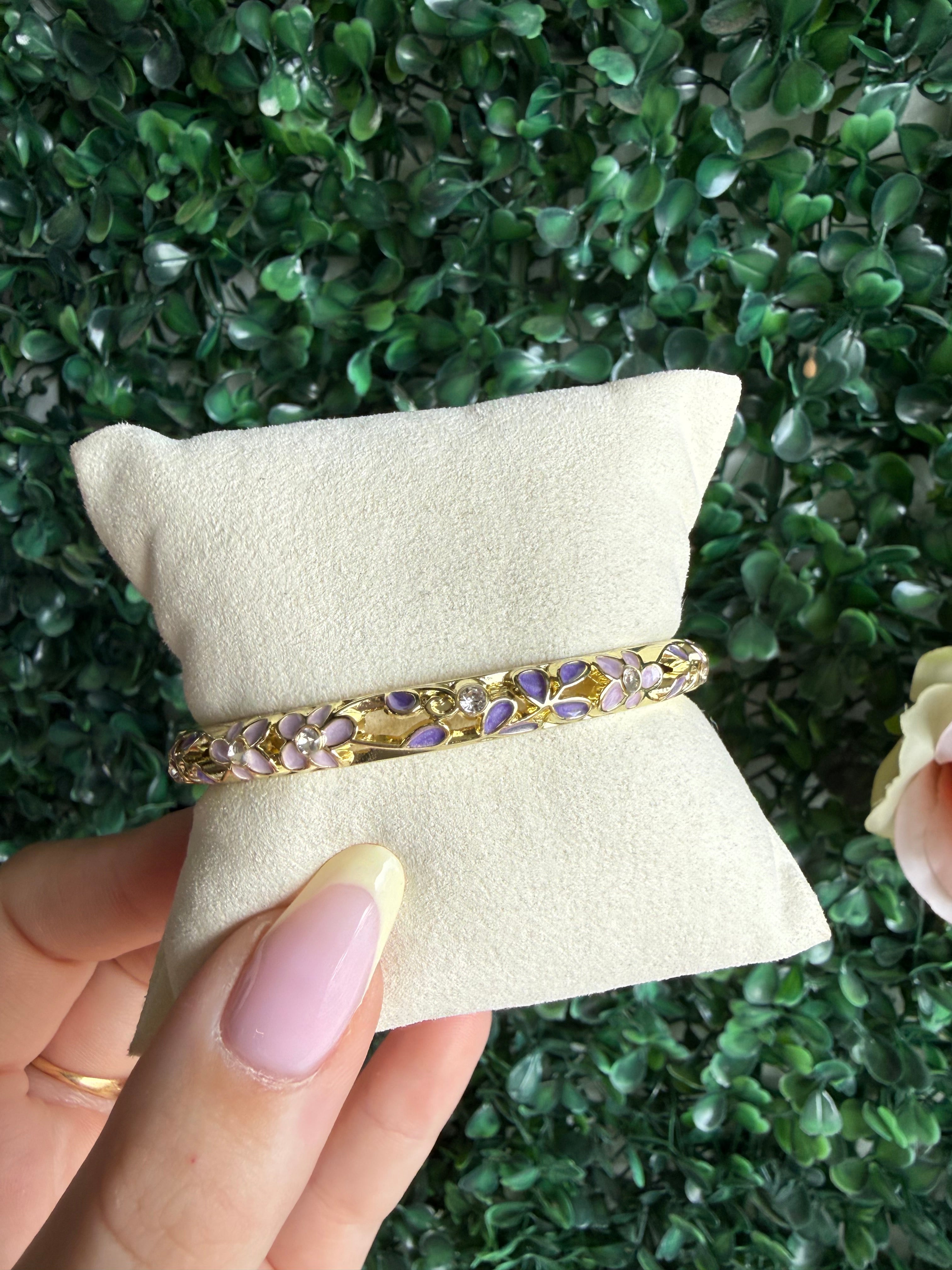 Jonc Jadéa, jonc doré en acier inoxydable, motif strass - Mademoiselle Pomponette