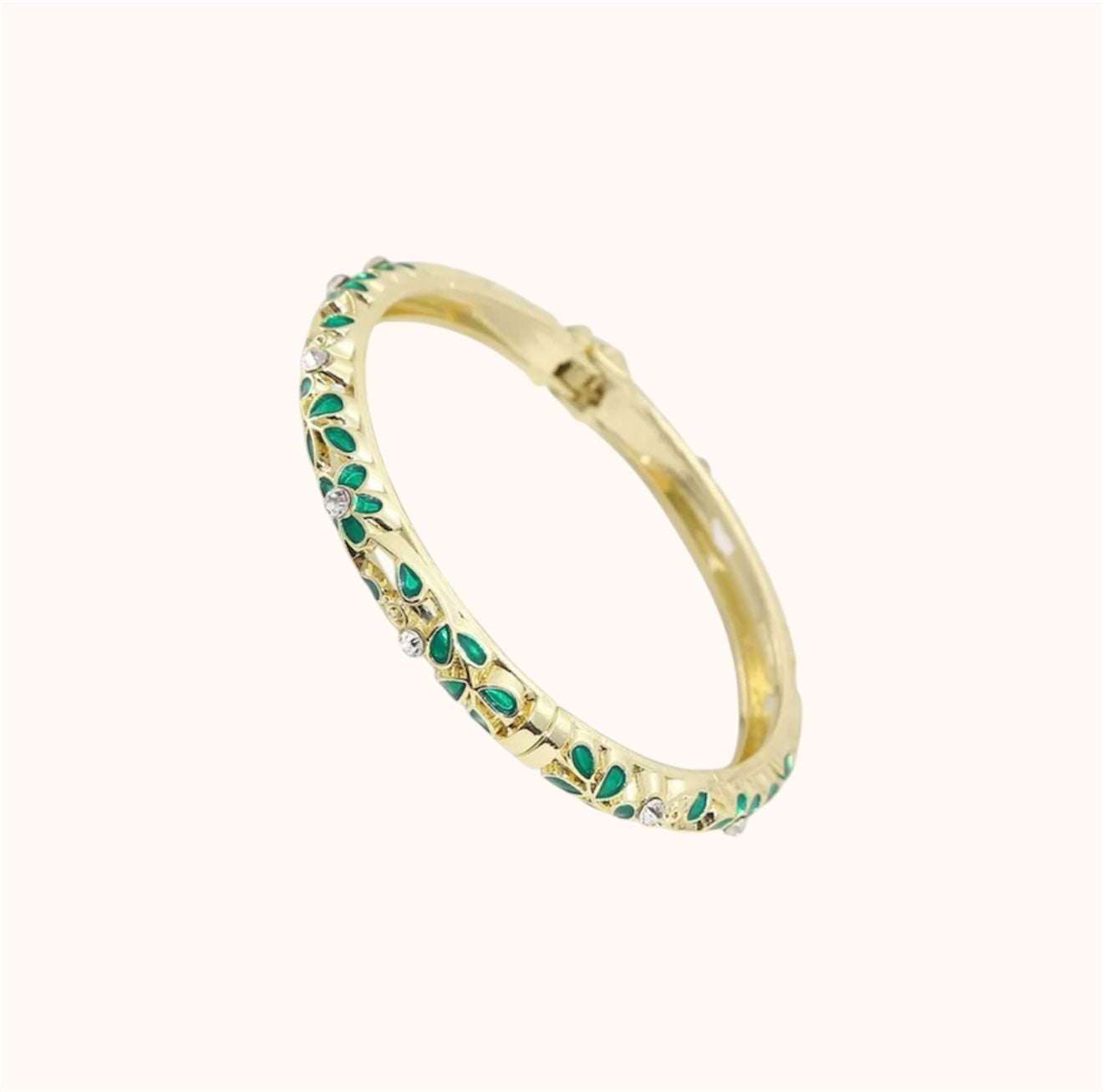 Jonc Jadéa, jonc doré en acier inoxydable, motif strass - Mademoiselle Pomponette